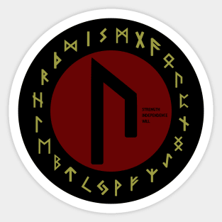 Red Uruz Futhark Rune Symbol Sticker